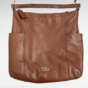 COACH | Brown Pebbled Leather Chicago Gallery Park Saddle Hobo Shoulder Bag